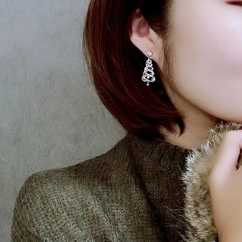 Christmas Tree Rhinestone Earrings